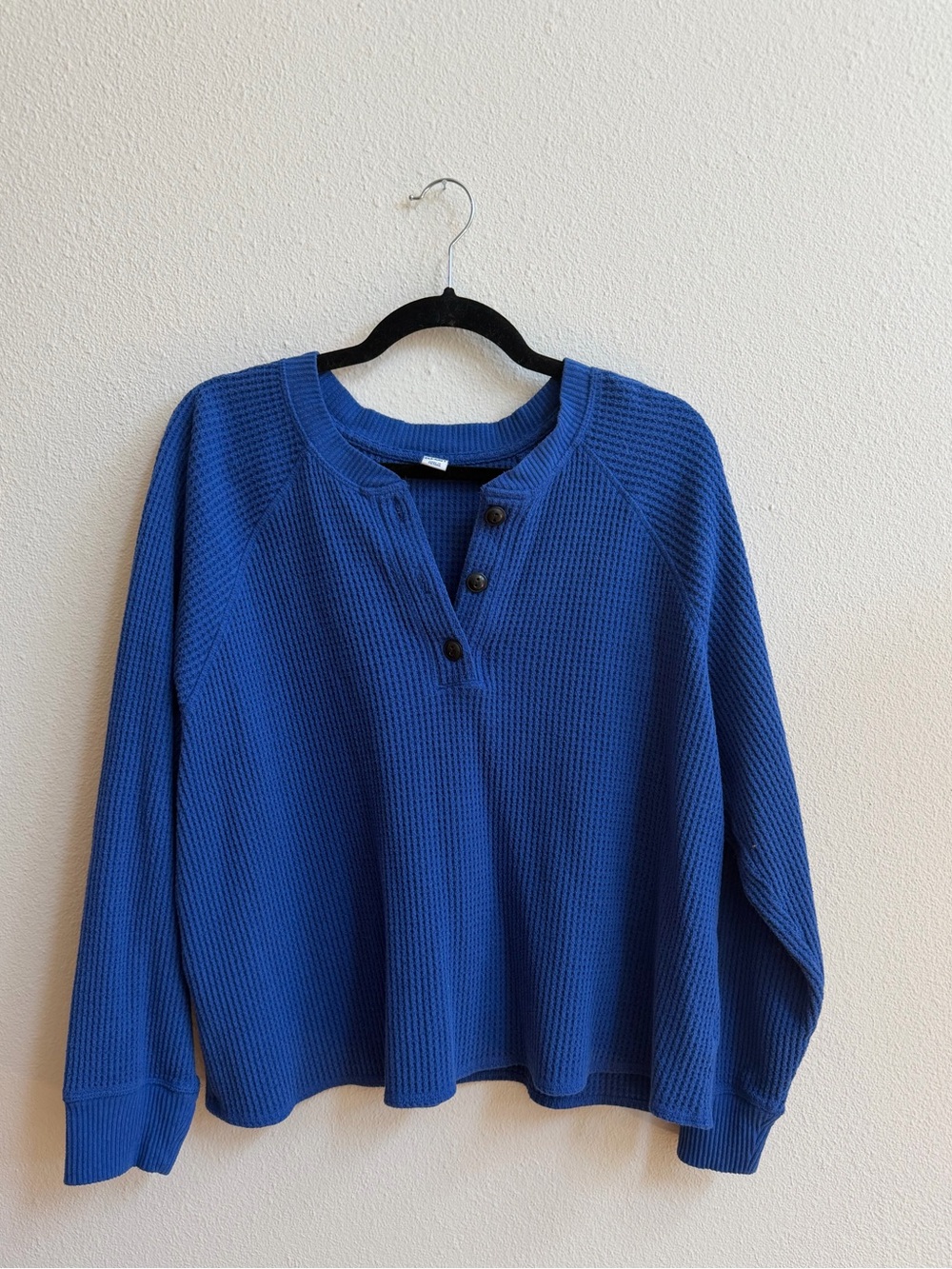 Royal Blue Waffle-Knit Henley